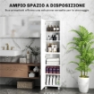 COLONNA BAGNO MODERNA CON 2 ARMADIETTI E RIPIANI REGOLABILI, 40X30X167.5 CM, BIANCO