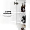COLONNA BAGNO MODERNA CON 2 ARMADIETTI E RIPIANI REGOLABILI, 40X30X167.5 CM, BIANCO
