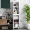 COLONNA BAGNO MODERNA CON 2 ARMADIETTI E RIPIANI REGOLABILI, 40X30X167.5 CM, BIANCO