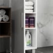 COLONNA BAGNO MODERNA CON 2 ARMADIETTI E RIPIANI REGOLABILI, 40X30X167.5 CM, BIANCO