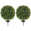SET 2 PIANTE ARTIFICIALI DI BOSSO DA 40 CM CON PICCHETTO INTEGRATO PER INTERNO ED ESTERNO, VERDE