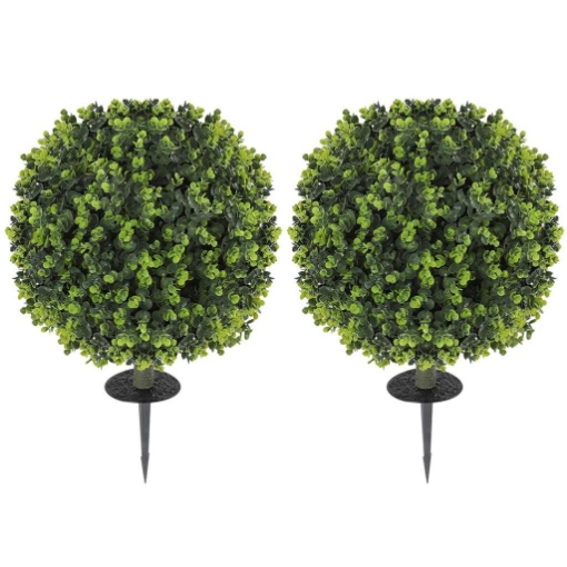 SET 2 PIANTE ARTIFICIALI DI BOSSO DA 40 CM CON PICCHETTO INTEGRATO PER INTERNO ED ESTERNO, VERDE