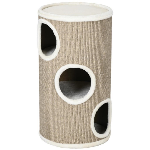 CUCCIA PER GATTI A 3 LIVELLI CON TIRAGRAFFI IN SISAL E PELUCHE, Ï38X70CM, MARRONE
