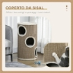 CUCCIA PER GATTI A 3 LIVELLI CON TIRAGRAFFI IN SISAL E PELUCHE, Ï38X70CM, MARRONE