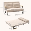 DIVANO LETTO 3 IN 1 IN TESSUTO EFFETTO VELLUTO CON SCHIENALE REGOLABILE E 2 CUSCINI, 102X73X81 CM, BEIGE