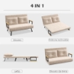 DIVANO LETTO 3 IN 1 IN TESSUTO EFFETTO VELLUTO CON SCHIENALE REGOLABILE E 2 CUSCINI, 102X73X81 CM, BEIGE