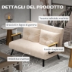 DIVANO LETTO 3 IN 1 IN TESSUTO EFFETTO VELLUTO CON SCHIENALE REGOLABILE E 2 CUSCINI, 102X73X81 CM, BEIGE