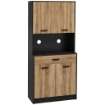 CREDENZA CUCINA IN LEGNO CON 2 ARMADIETTI A 2 ANTE E CASSETTO, 80X40X180 CM, NERO E COLOR LEGNO