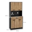 CREDENZA CUCINA IN LEGNO CON 2 ARMADIETTI A 2 ANTE E CASSETTO, 80X40X180 CM, NERO E COLOR LEGNO