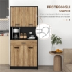 CREDENZA CUCINA IN LEGNO CON 2 ARMADIETTI A 2 ANTE E CASSETTO, 80X40X180 CM, NERO E COLOR LEGNO