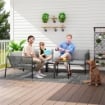 SALOTTO DA GIARDINO IN RATTAN CON DIVANO ANGOLARE MODULABILE TAVOLINO DA CAFFÈ E CUSCINI GRIGIO