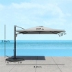 OMBRELLONE A SBALZO CON MANOVELLA E BASE A CROCE IN POLIESTERE ALLUMINIO E METALLO 365X297X256 CM GRIGIO CHIARO