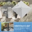 OMBRELLONE A SBALZO CON MANOVELLA E BASE A CROCE IN POLIESTERE ALLUMINIO E METALLO 365X297X256 CM GRIGIO CHIARO