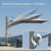 OMBRELLONE A SBALZO CON MANOVELLA E BASE A CROCE IN POLIESTERE ALLUMINIO E METALLO 365X297X256 CM GRIGIO CHIARO