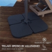 OMBRELLONE A SBALZO CON MANOVELLA E BASE A CROCE IN POLIESTERE ALLUMINIO E METALLO 365X297X256 CM GRIGIO CHIARO