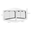 GAZEBO DA GIARDINO 4X3 M PIEGHEVOLE CON ZANZARIERA E 2 INGRESSI, IN METALLO E PE, BIANCO E NERO