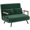 DIVANO LETTO 3 IN 1 IN TESSUTO EFFETTO VELLUTO CON SCHIENALE REGOLABILE E 2 CUSCINI 102X73X81 CM VERDE