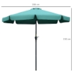OMBRELLONE ROTONDO INCLINABILE CON MANOVELLA IN ALLUMINIO METALLO E POLIESTERE Ø 266X248.5 CM VERDE