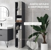 COLONNA BAGNO IN TRUCIOLATO CON 2 RIPIANI APERTI E 2 ARMADIETTI A 2 LIVELLI, 30X30X183 CM, GRIGIO
