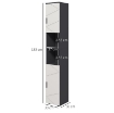 COLONNA BAGNO IN TRUCIOLATO CON 2 RIPIANI APERTI E 2 ARMADIETTI A 2 LIVELLI, 30X30X183 CM, GRIGIO