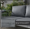 DIVANO DA GIARDINO 3 POSTI CON CUSCINI PER SEDUTA E SCHIENALE, IN ALLUMINIO, 185X66X64 CM, GRIGIO