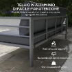 DIVANO DA GIARDINO 3 POSTI CON CUSCINI PER SEDUTA E SCHIENALE, IN ALLUMINIO, 185X66X64 CM, GRIGIO