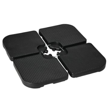 BASAMENTO PER OMBRELLONE SET 4 PEZZI IMPILABILI CON MANIGLIE INTEGRATE IN HDPE 99.7X99.7X8.3 CM NERO