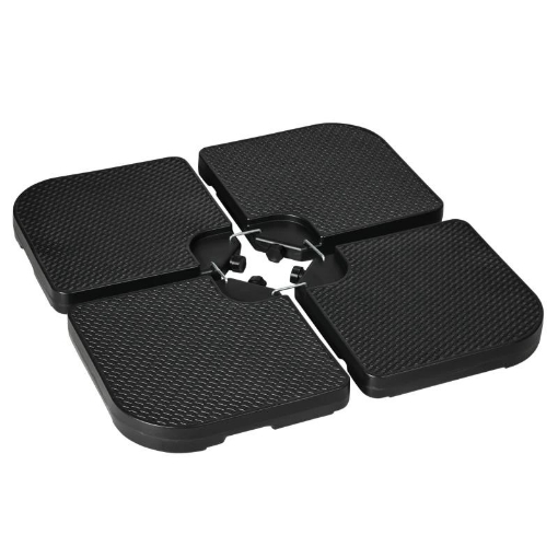 BASAMENTO PER OMBRELLONE SET 4 PEZZI IMPILABILI CON MANIGLIE INTEGRATE IN HDPE 99.7X99.7X8.3 CM NERO