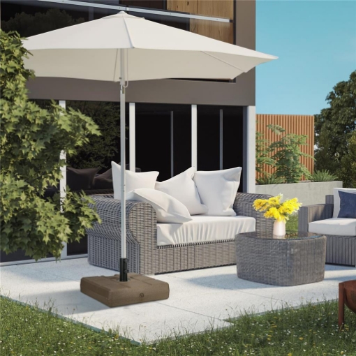 BASE PER OMBRELLONE DA GIARDINO RIEMPIBILE CON MANIGLIA IN HDPE E ACCIAIO 49X49X36.5 CM MARRONE