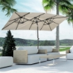 OMBRELLONE DOPPIO INCLINABILE E REGOLABILE CON CORDICELLA IN POLIESTERE E METALLO 150X295X170-214 CM CREMA