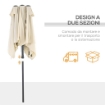 OMBRELLONE DOPPIO INCLINABILE E REGOLABILE CON CORDICELLA IN POLIESTERE E METALLO 150X295X170-214 CM CREMA