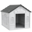 CASETTA PER CANI IN PP IMPERMEABILE CON TETTO INCLINATO E PORTA DI INGRESSO, 84.2X98.2X82 CM, GRIGIO