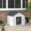 CASETTA PER CANI IN PP IMPERMEABILE CON TETTO INCLINATO E PORTA DI INGRESSO, 84.2X98.2X82 CM, GRIGIO