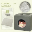 CASETTA PER GATTI A 2 LIVELLI CON CUSCINO IN PELUCHE, IN LEGNO, POLIESTERE E PLASTICA, 36.5X36.5X33 CM, VERDE