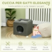 CASETTA PER GATTI A 2 LIVELLI CON CUSCINO IN PELUCHE, IN LEGNO, POLIESTERE E PLASTICA, 36.5X36.5X33 CM, VERDE