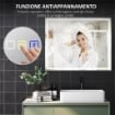 SPECCHIO BAGNO ANTIAPPANNANTE CON LUCE LED REGOLABILE, SPEAKER BLUETOOTH, PULSANTI TOUCH, 80X100 CM