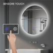 SPECCHIO BAGNO CON LUCI LED REGOLABILI, INTERRUTTORI TOUCH E DESIGN ANTIAPPANNAMENTO, Ï60 CM