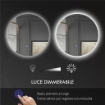 SPECCHIO BAGNO CON LUCI LED REGOLABILI, INTERRUTTORI TOUCH E DESIGN ANTIAPPANNAMENTO, Ï60 CM