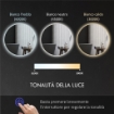 SPECCHIO BAGNO CON LUCI LED REGOLABILI, INTERRUTTORI TOUCH E DESIGN ANTIAPPANNAMENTO, Ï60 CM