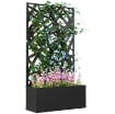 FIORIERA RIALZATA CON SPALLIERA DECORATIVA PER RAMPICANTI DA TERRA E PARETE 61X23X113 CM NERO