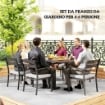 SET DA GIARDINO CON TAVOLO ALLUNGABILE E 6 SEDIE IMPILABILI CON CUSCINI GRIGIO