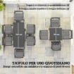 SET DA GIARDINO CON TAVOLO ALLUNGABILE E 6 SEDIE IMPILABILI CON CUSCINI GRIGIO