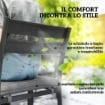 SET DA GIARDINO CON TAVOLO ALLUNGABILE E 6 SEDIE IMPILABILI CON CUSCINI GRIGIO