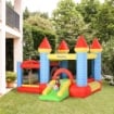 CASTELLO GONFIABILE GIGANTE PER BAMBINI CON SCIVOLO PISCINA E CANESTRO