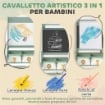 LAVAGNA PER BAMBINI 3 IN 1 CON CAVALLETTO, ROTOLO DI CARTA E 2 CESTELLI, IN LEGNO, 54X46X94 CM, VERDE
