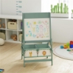 LAVAGNA PER BAMBINI 3 IN 1 CON CAVALLETTO, ROTOLO DI CARTA E 2 CESTELLI, IN LEGNO, 54X46X94 CM, VERDE