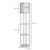 LAMPADA DA TERRA 40W CON 3 MENSOLE E INTERRUTTORE A PEDALE, IN LEGNO E ACRILICO, 26X26X160 CM, BIANCO