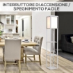 LAMPADA DA TERRA 40W CON 3 MENSOLE E INTERRUTTORE A PEDALE, IN LEGNO E ACRILICO, 26X26X160 CM, BIANCO
