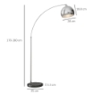 LAMPADA DA TERRA VINTAGE AD ARCO CON ASTA REGOLABILE, INTERRUTTORE A PEDALE, ATTACCO E27, ARGENTO