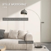 LAMPADA DA TERRA VINTAGE AD ARCO CON ASTA REGOLABILE, INTERRUTTORE A PEDALE, ATTACCO E27, ARGENTO